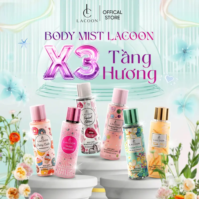 LACOON Body Mist Xịt Thơm Toàn Thân Nam Nữ Hương Nước Hoa 12H - 24H Với 6 Mùi Hương An Toàn Cho Mọi Loại Da 1