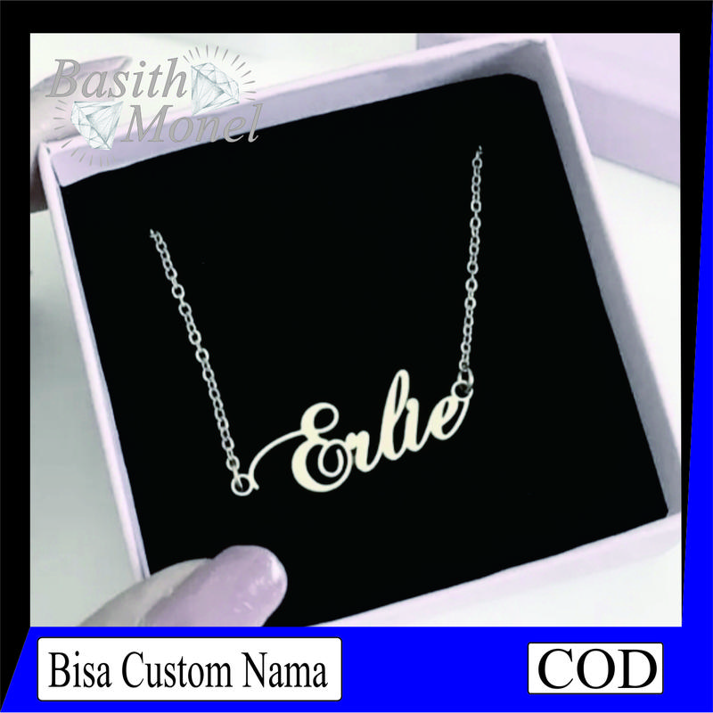 Kalung Custom Nama Sendiri KLN-021 Perempuan Harian Pelapisan Logam Seteinlis Steel Kulit 1