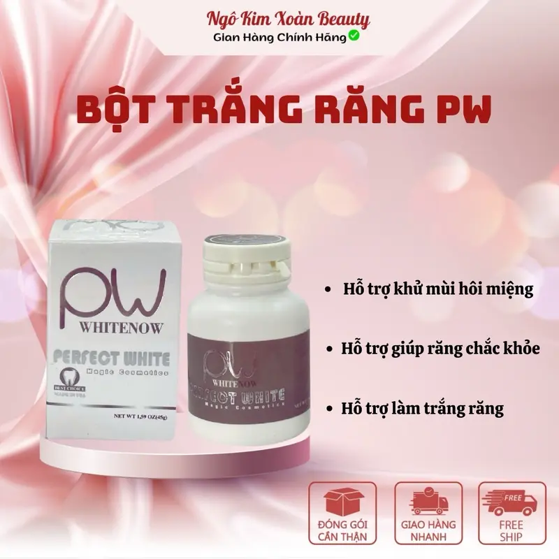 Bột trắng răng Pw Hỗ Trợ Giúp Răng Chắc Khỏe , Hỗ Trợ Làm Trắng Răng , Hỗ Trợ Khử Mùi Hôi Miệng serum 0