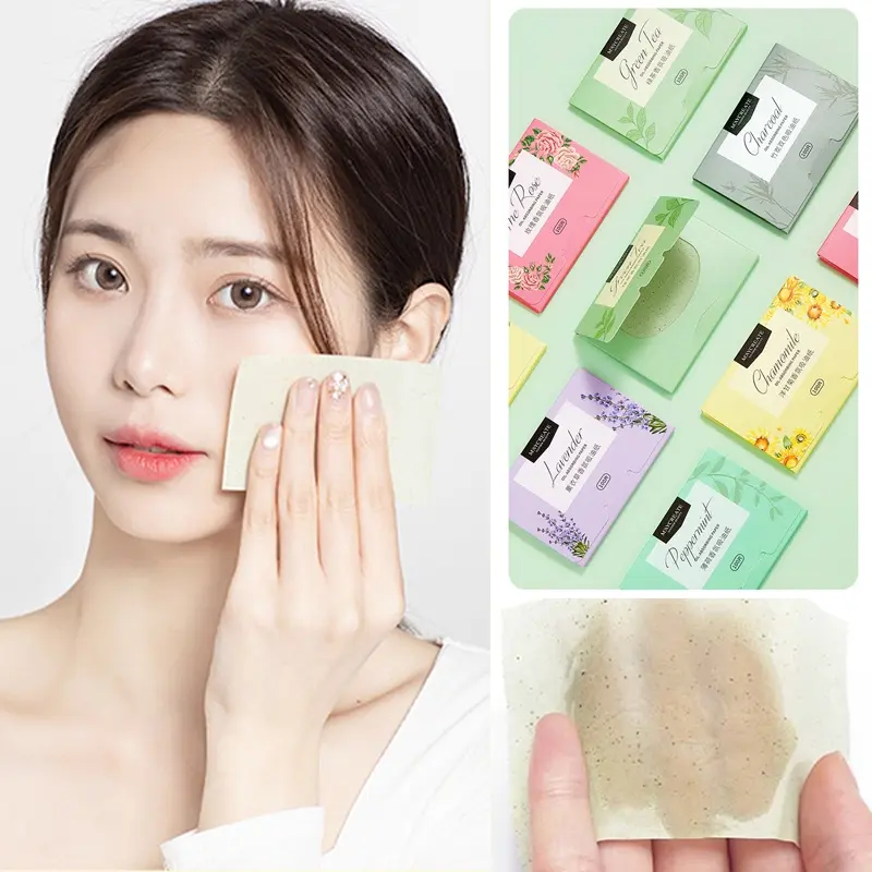 100pcs Portable Premium Face Oil Blotting Paper Natural Green Tea Oil Control Remove Absorbing Tissues Facial Skin Care Makeup Tools