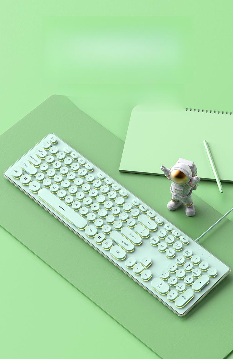 Product Introduction of Mechanical Feeling Keyboard Mouse Suit Mute Wired Retro E-Sports Games Computer Desktop Typing Office Dedicated 6
