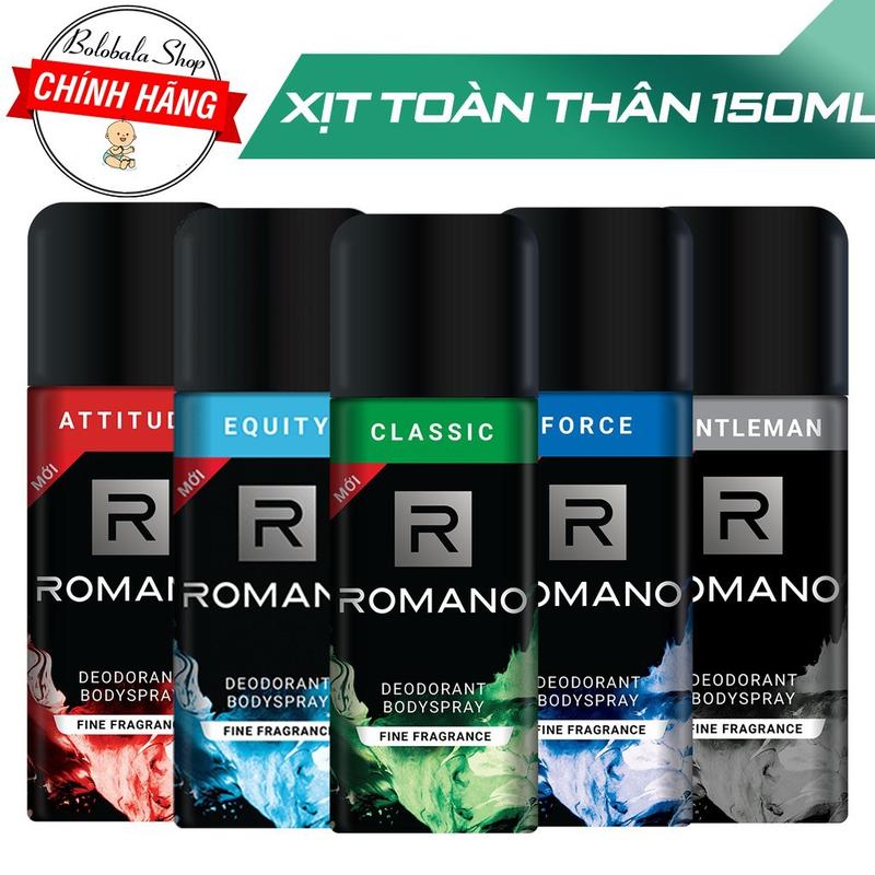 Xịt khử mùi toàn thân cao cấp dành cho nam giới Romano Gentleman/ Classic/ Attitude/ Force 150ml-195ml