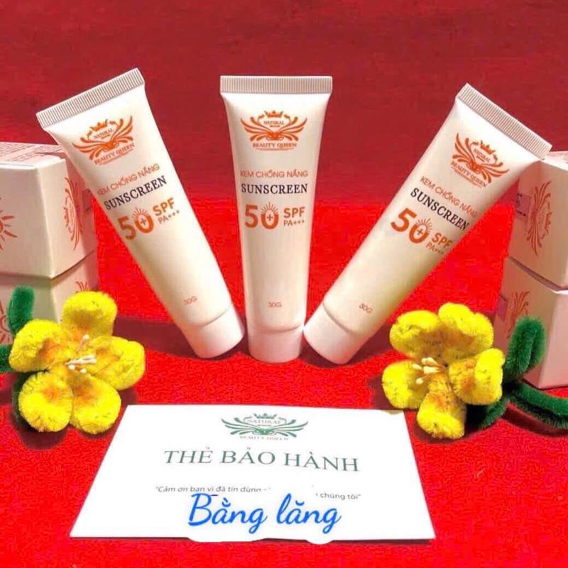  COMBO 3 TUÝP KEM CHỐNG NẮNG BEAUTY QUEEN  Giúp nâng tông kim dầu kháng nước dưỡng ẩm trắng sáng da 