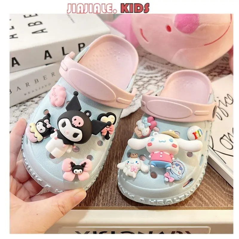 Sanrio Kuromi girl Cinnamoroll hole shoes summer anti slip indoor home slippers summer sandals Mama kids shoes