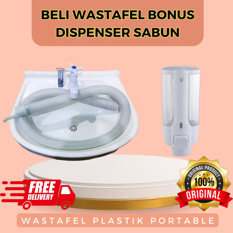 [PAKET HEMAT] Wastafel + Dispenser Sabun Wastafel Plastik Cuci Tangan Kamar mandi Portabel Fullset Sudah Lengkap dengan Keran dan Selang Pembuanggan Bahan PVC Tebal Kuat Bisa COD White & Blue BIsa COD & Sudah Packing Kardus + Bubble 0