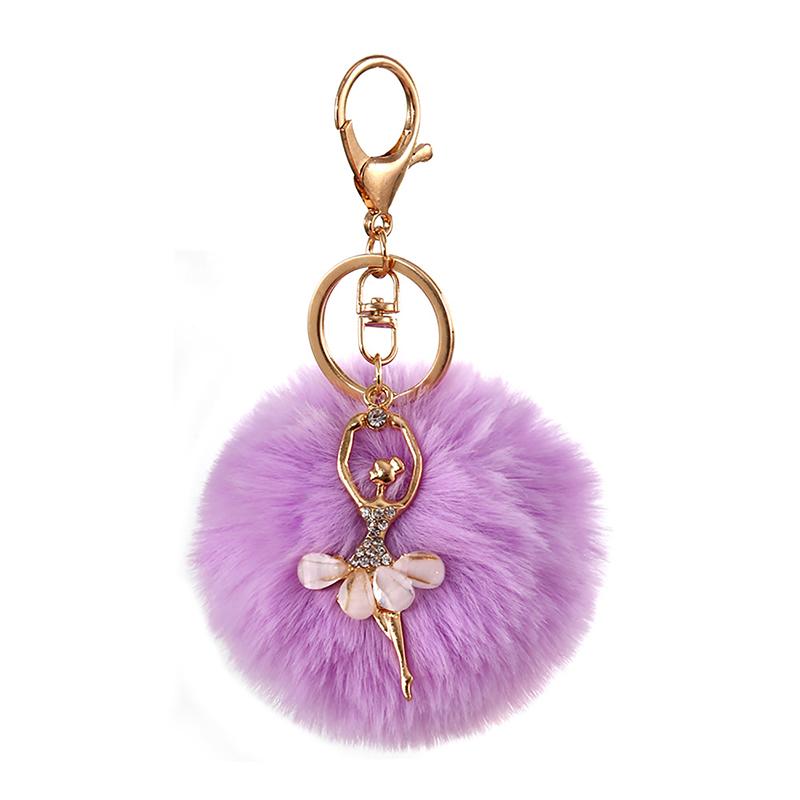 [QQQ]Fashion Ballet Dancer Keychain Cute Plush Ball Keyring Backpack Phone Pendant Accessories 3