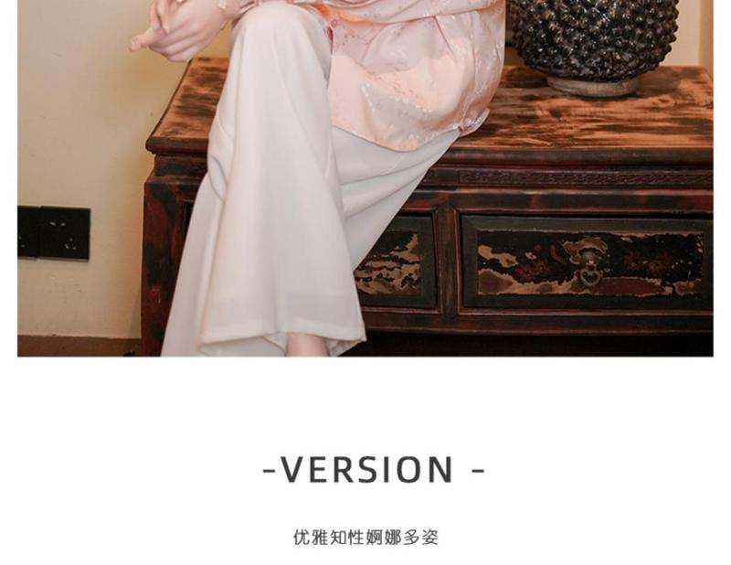Product Introduction of Loose Version New Chinese Style Women's Shirt 2023 New Chinese Style Ethnic Style Tang Costume Top Long Sleeve Stand Collar Women 9