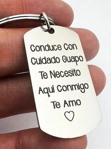 Llavero de Acero Inoxidable, Llavero Metálico con Patrón de Letras Conciso para Hombres y Mujeres, Llavero Exquisito y Moderno Comodín para Regalo de Cumpleaños