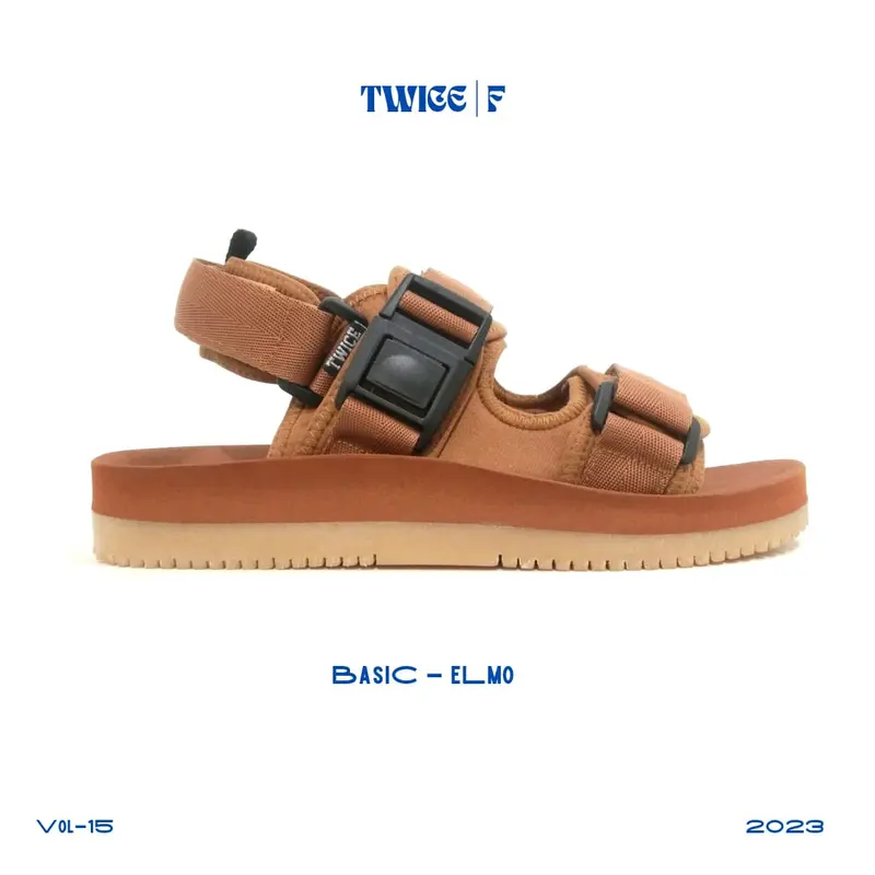 TWICE ELMO | Sandal Casual Pria Distro | Sandal Casual Wanita Distro | Sandal Strap Velcro | Sandal Gunung Unisex | Sandal Coklat Gum | Sandal Anti slip Sandal 0