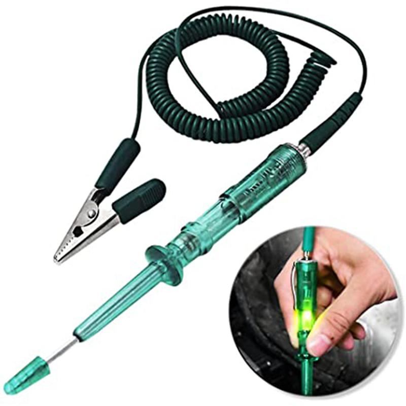 Bút thử điện ô tô 6V - 12V - 24V bóng LED có đèn báo led dây xoắn 1M đầu kẹp cá sấu phù hợp cho ắc quy và máy đề