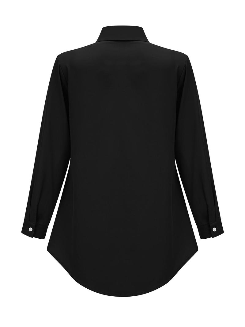 Product Introduction of Women's Plain Wrap High Low Hem Button Front Shirt, Casual Long Sleeve Collared Top for Fall & Winter, Women's Clothing for Daily Wear, Clothes for Women 6