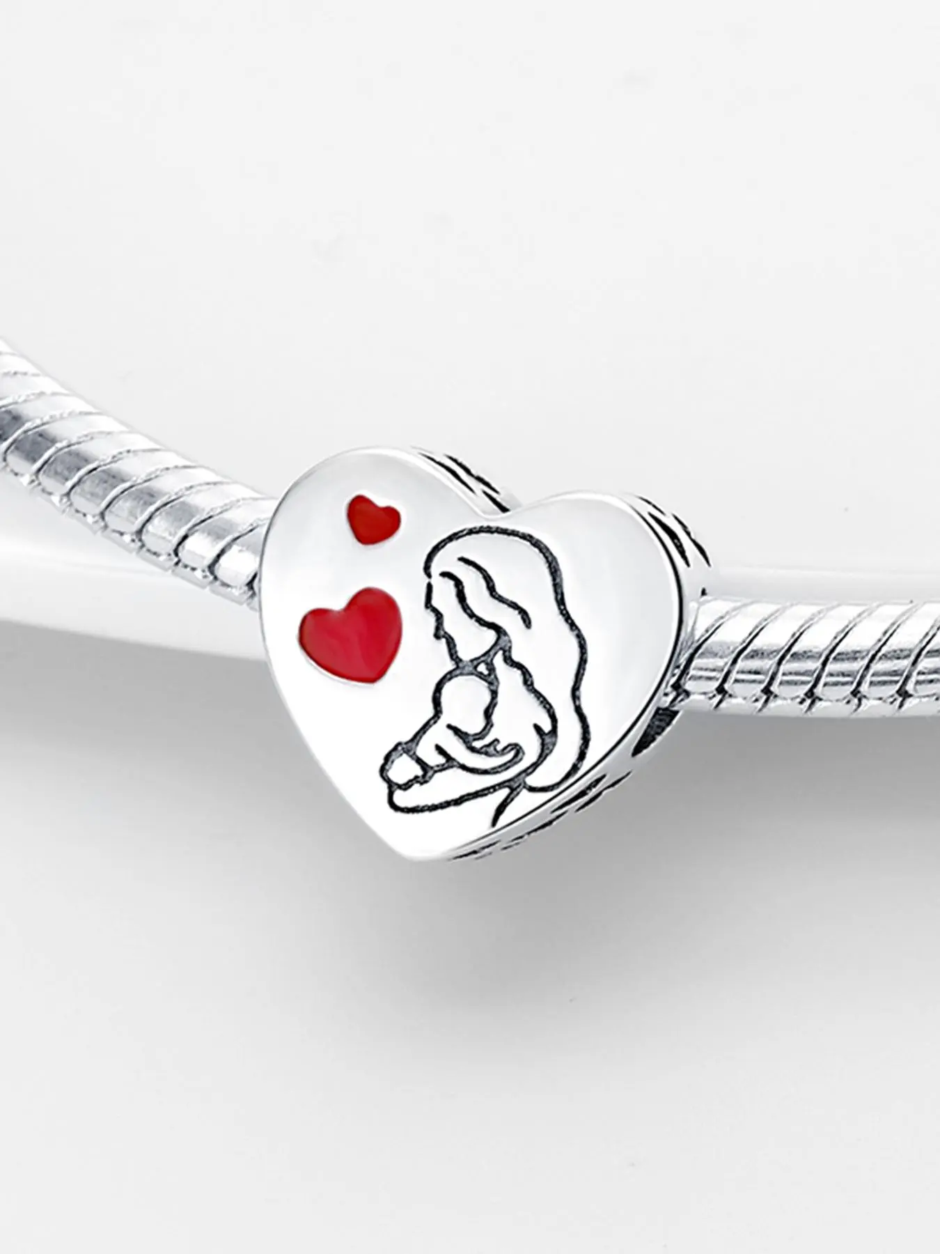 Mother & Heart Pattern Heart Shaped Charm Beads, Cute DIY Jewelry for Women, Fashion Accessories for Bracelets Necklace Keychain, Valentine's Day, Gift
