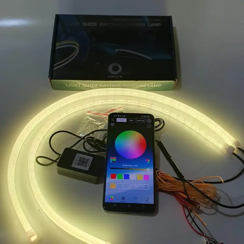 Lampu LED DRL Alis Flexibel WRGB APP 30 60 cm Welcome + RGB Matrix Mobil Motor Vinyx 30cm 60cm Selang Sein 7