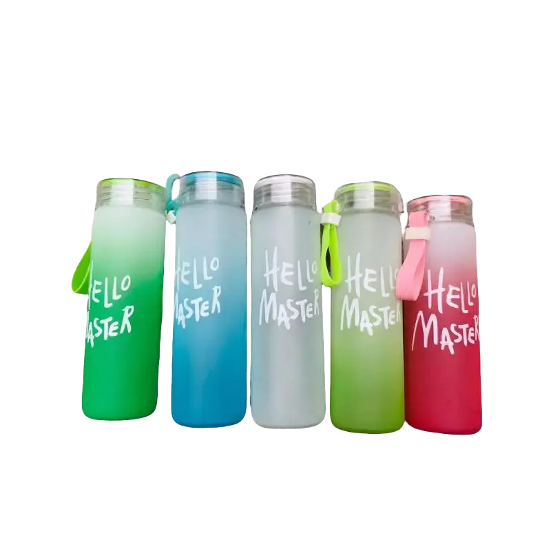 Thiết kế chống rò - Vận động mạnh vẫn không lo đổ ướt Bình Thủy Tinh Hello Master 500ml bình  nước  có  vị
