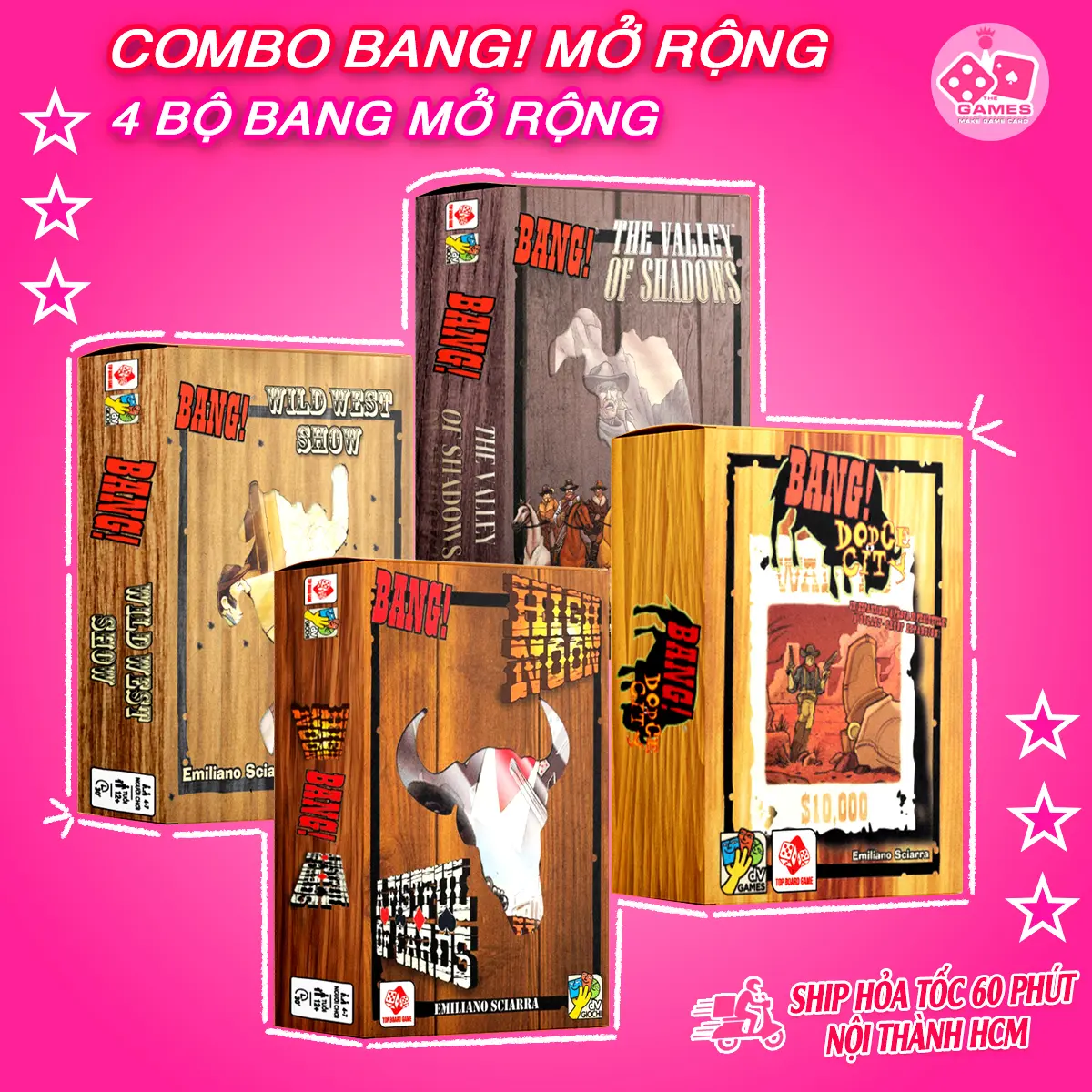 COMBO 4 Bộ BANG! Mở rộng Việt Hóa game chiến lược cho gia đình và bạn bè