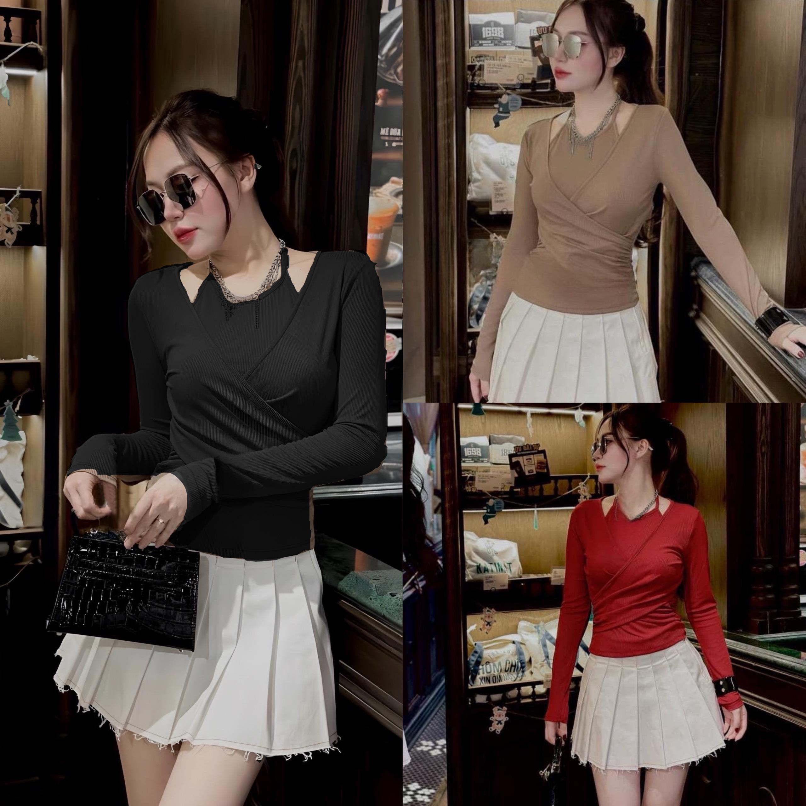 [Xả Kho] Thời Trang Áo Thun Vải Thun Tăm Lạnh QC Có Bigsize 50 - 100Kg Dễ Thương Nữ Top Women Cổ Tròn Đen - B.1291
