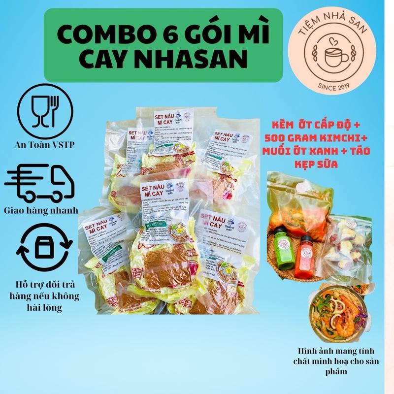 [KÈM SET TÁO KẸP SỮA  +KIMCHI+ ỚT CẤP ĐỘ+ MUỐI ỚT XANH ] COMBO 6 GÓI MÌ CAY TIỆN LỢI VỊ QUÁN ĐỘC QUYỀN NHASAN FOOD 0