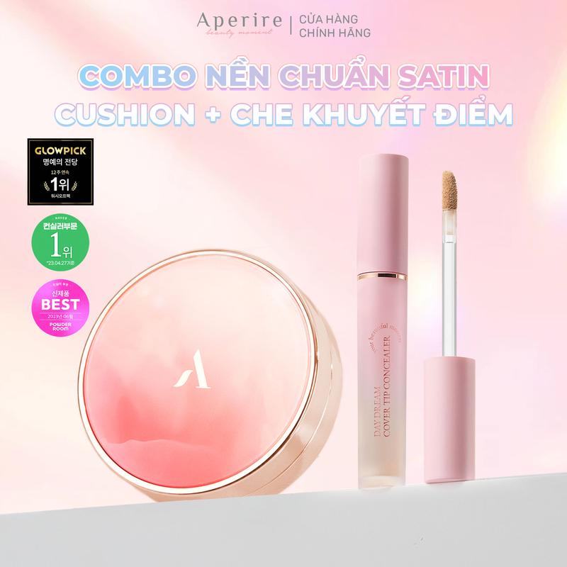 COMBO Cushion & Kem Che Khuyết Điểm Aperire Che Phủ Hoàn Hảo Giúp Nền Đẹp Không Tì Vết