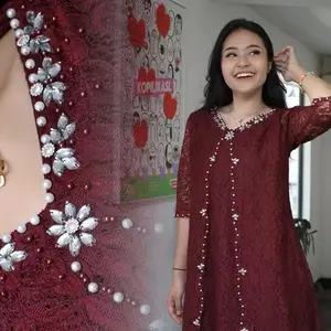 Terlaris Terbaru Dress Gabriel Brukat Premium Mix Payet/Dress Natal/Dress Kondangan/Dress Pesta/Dress Jumbo Ld 130/Dress Terbaru 2025