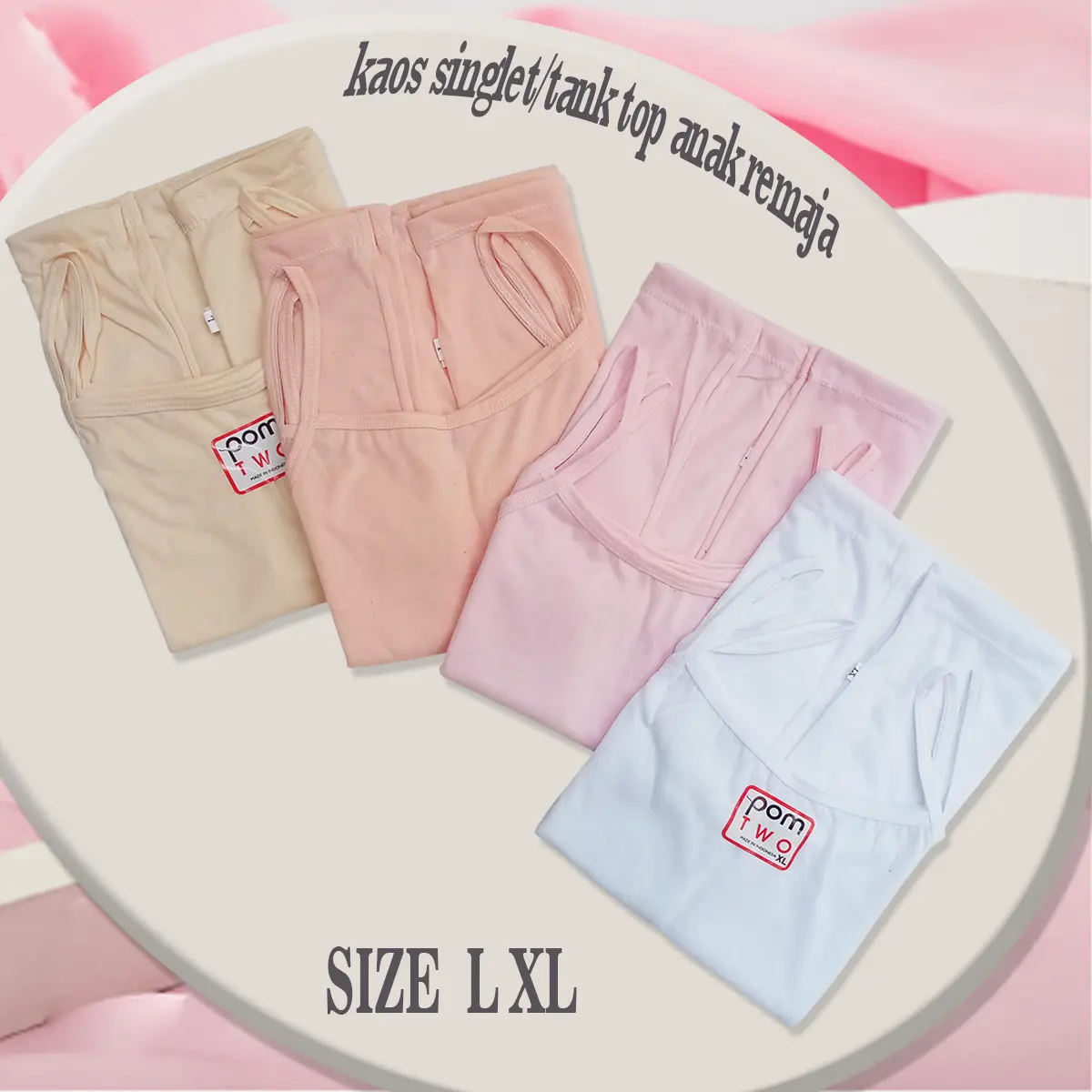6 PCS kaos Singlet Tanktop anak Remaja Wanita Tali Kecil  Katun Warna dan Putih Polos Tank top Perempuan