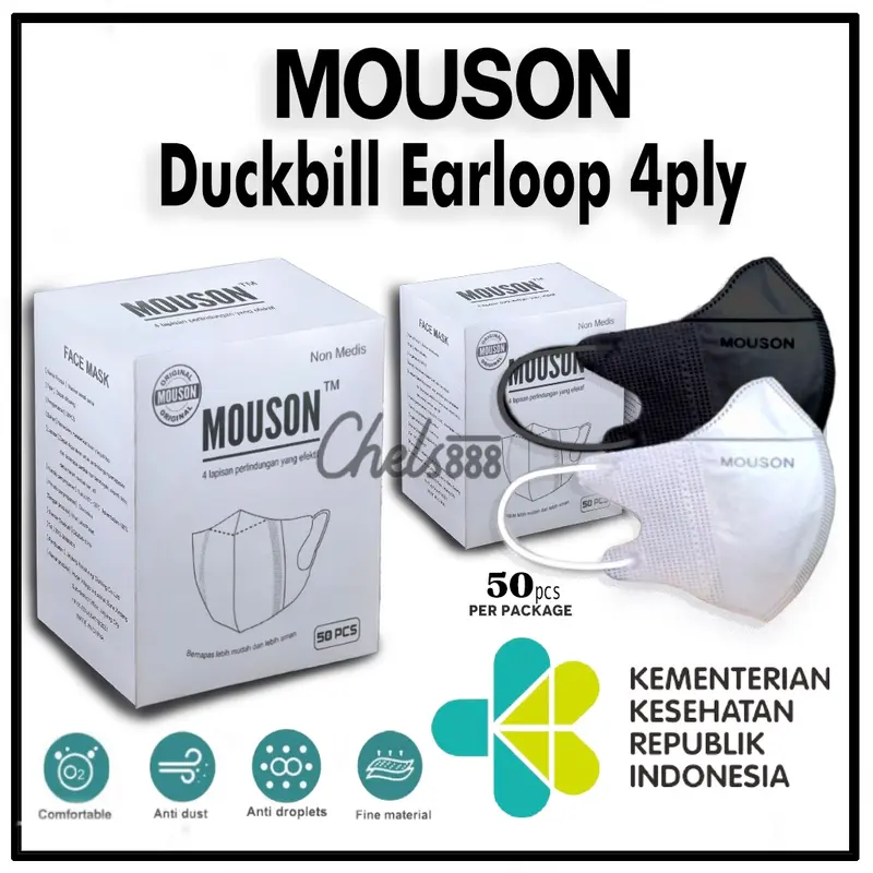 Masker Duckbill Earloop 4ply MOUSON isi 50 pcs 0