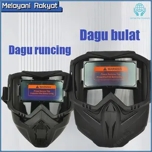 Helm Las Gelap Terang Dimming Welding Mask Topeng Las Listrik Full Wajah True Color Kacamata