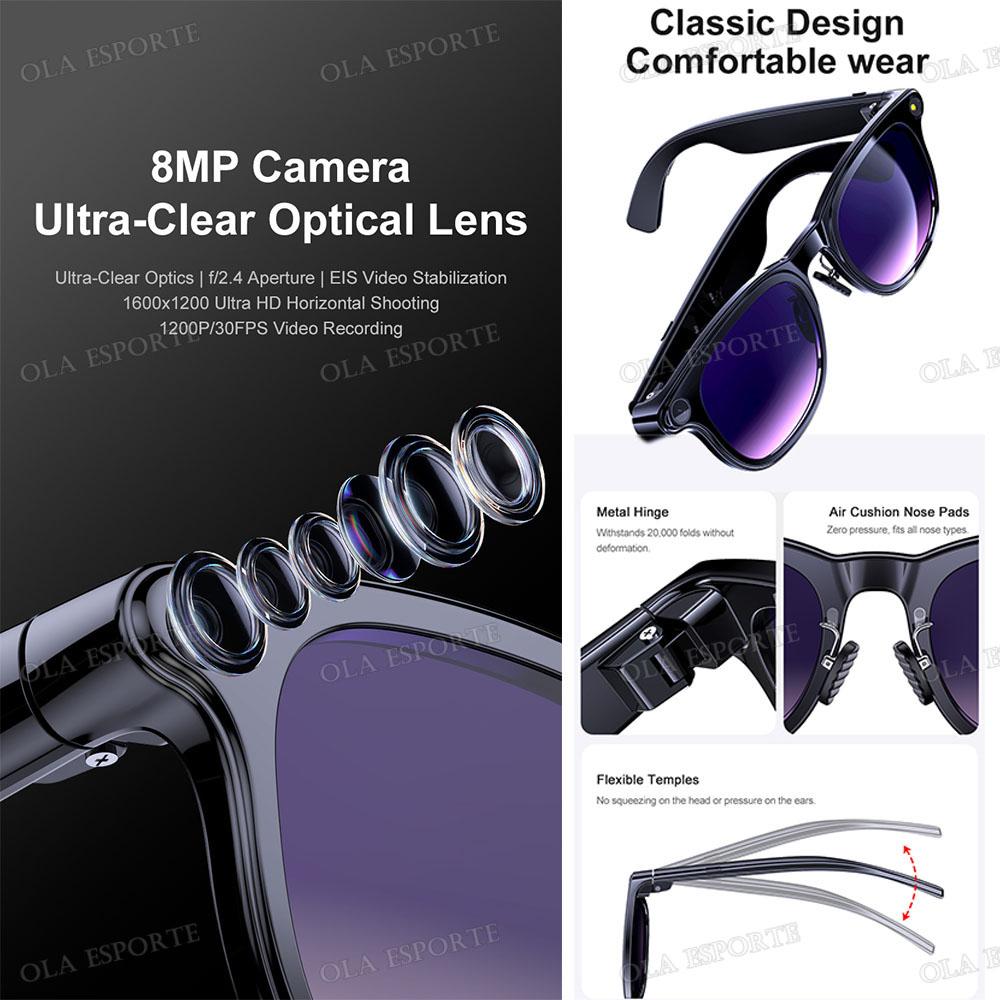 New 8K AI Smart Glasses With 100MP Camera Chat GPT Touch Sport Sunglasses Bluetooth Call Video Music Player For Men Women 2025 - Image 2
