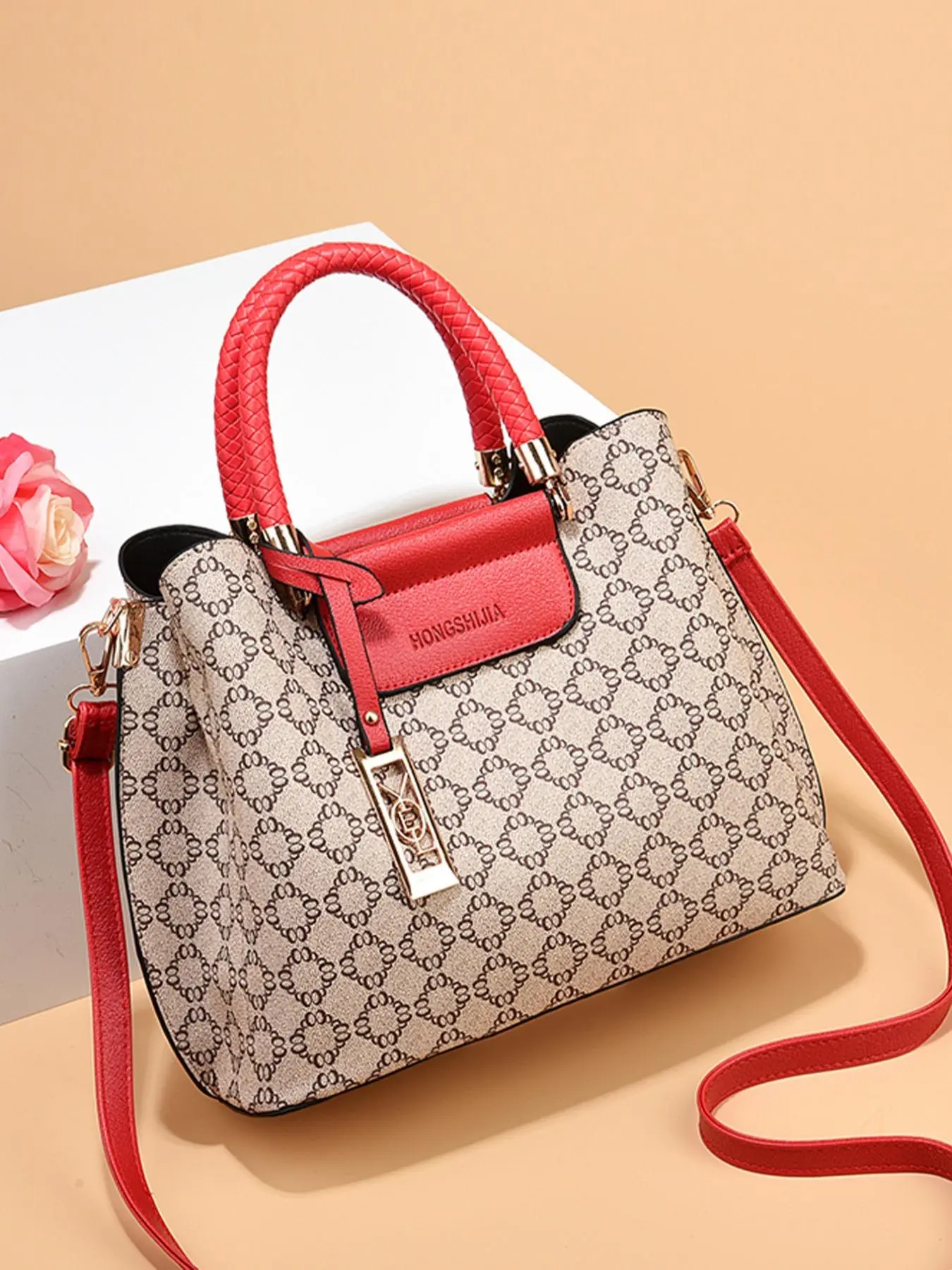Fashionable Pu Leather Tote Bag,  Trendy Large Capacity Printed Shoulder Bag, Casual Versatile Zipper Shoulder Bag for Women