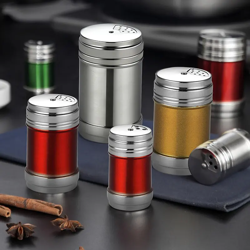 Lọ Gia Vị Bằng Thép Không Gỉ, Nắp Xoay, Dụng Cụ Lắc Chai Đường Muối Nướng Thịt, Lon Gia Vị Hạt Tiêu, Đồ Dùng Nấu Ăn Nhà Bếp, ODDITYS 7