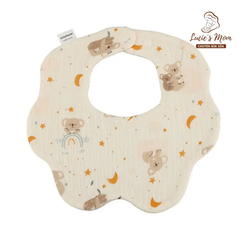 Yếm Xoay Vải Muslin Cao Cấp 4 Lớp Cúc Bấm Hoạ Tiết Siêu Dễ Thương, Thấm Hút Tốt Cho Bé Xô Muslin - LUCIE'S MOM 3