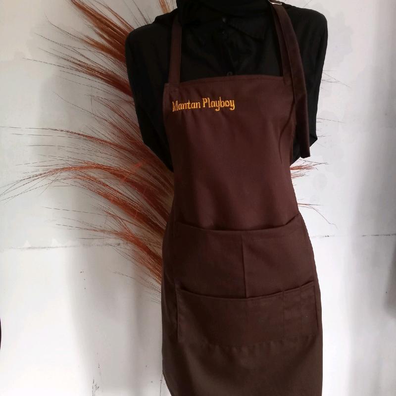 Apron Barista custom nama/Apron Logo dengan besi pengatur panjang ...