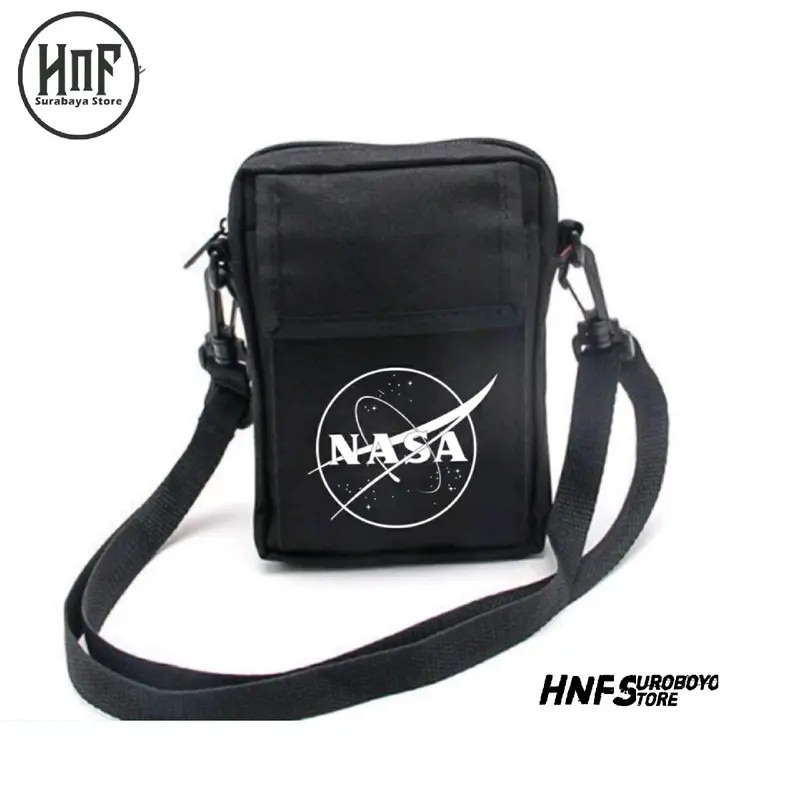 Tas Selempang Mini Nasa / Slingbag Pria Nasa / Tas Distro / Kanvas / Hitam 0
