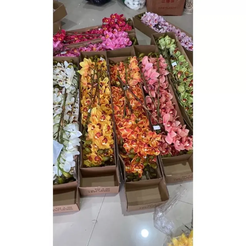 Anggrek cymbidium artificial latek/Cimbidium Latek premium/1pcs Dekorasi Dekorasi 2