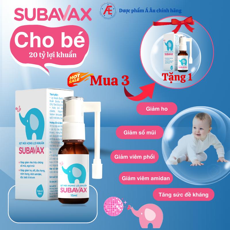 [Combo 3 Hộp Tặng 1] Duy Nhất Trong Livestream Sản Phẩm Xịt mũi họng lợi khuẩn Subavax (15ml) tặng 1 Xịt mũi họng lợi khuẩn Subavax (15ml)