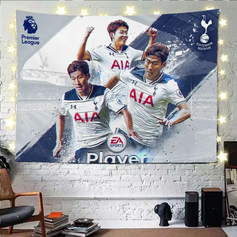Vải nền Sun Xingmin, Premier League Tottenham Bóng đá Ngôi sao Sun Xingmin, Vải treo, Thích hợp cho trang trí ký túc xá và đầu giường, Tấm thảm 4