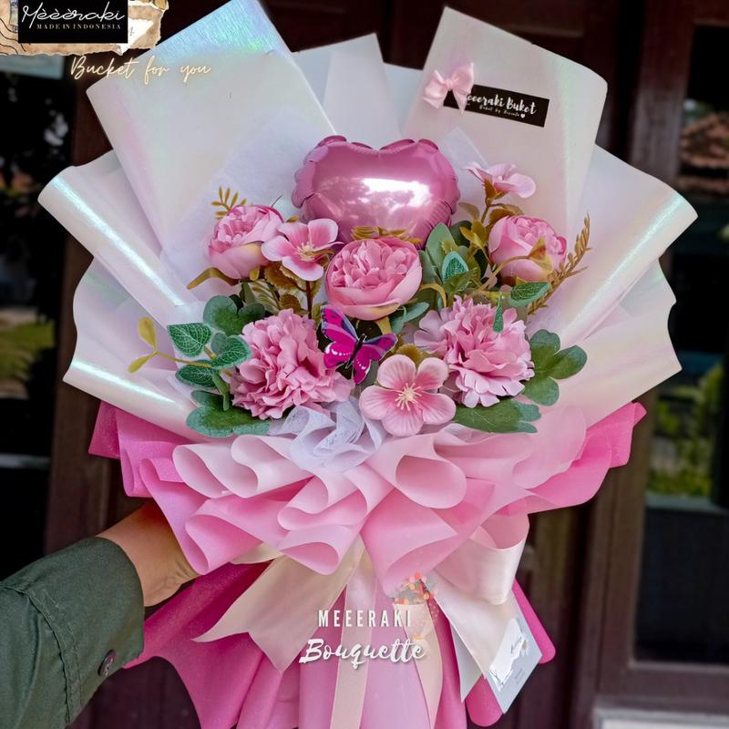 Buket Bunga Premium Bunga Artificial hologram || Bunga Palsu || Buket Hologram Berwarna Kertas Hologram 3