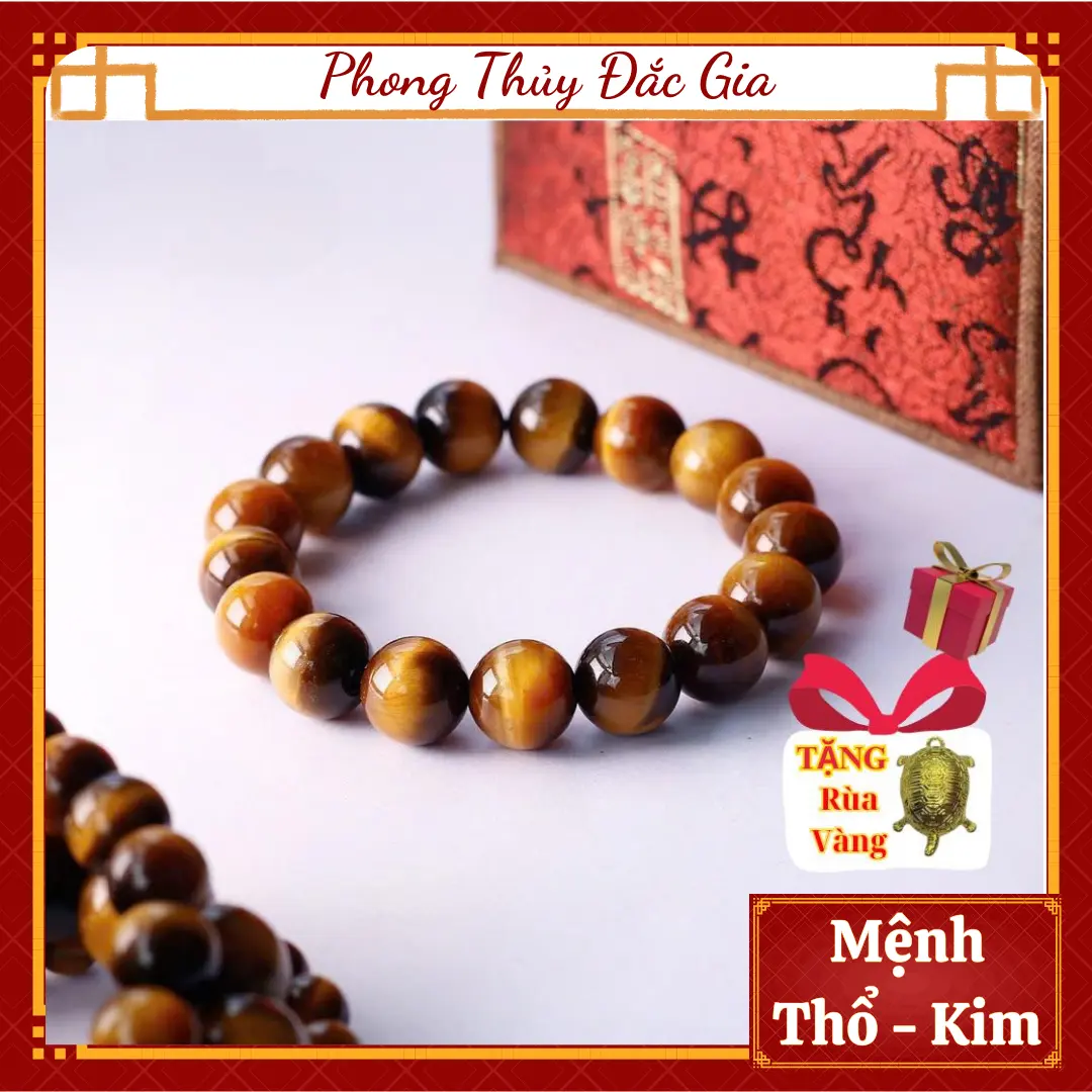 [MUA 1 TẶNG 1] Vòng Tay Đá Mắt Hổ Vàng Nâu Loại Đẹp Dành Cho Mệnh Thổ Và Kim TẶNG HỘP - Dây dự phòng