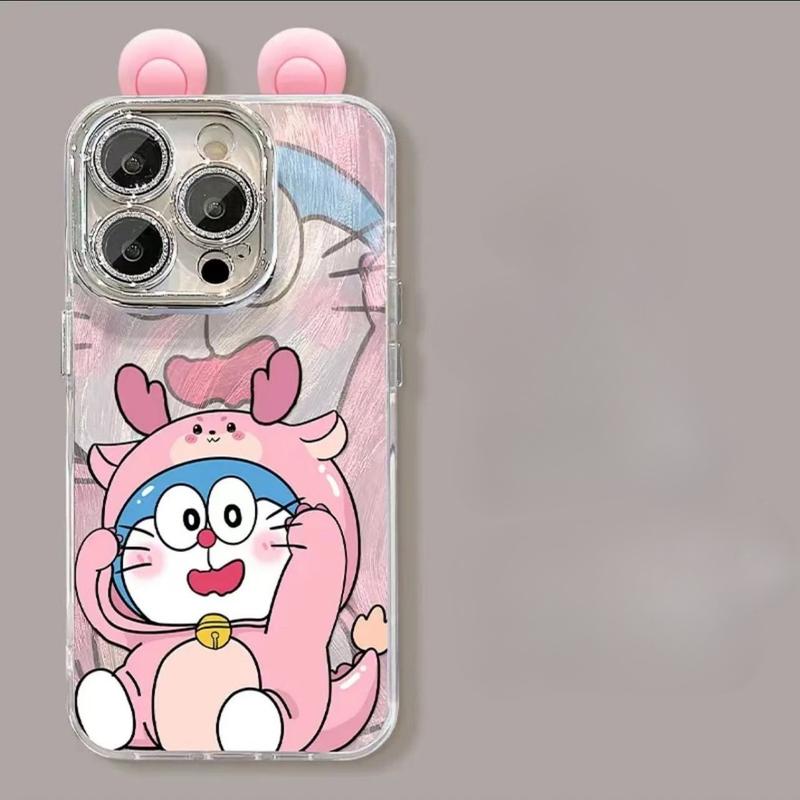 Product Introduction of Ốp Điện Thoại tai mèo hổ rồng leng keng cho iPhone , 15, 14, 13, 12, 11 Pro Max, XR, X, XS Max, 15Plus, 14Plus, X, XR, XS Max, nắp lưng chống sốc, màng bảo vệ ống kính tích hợp Case 12