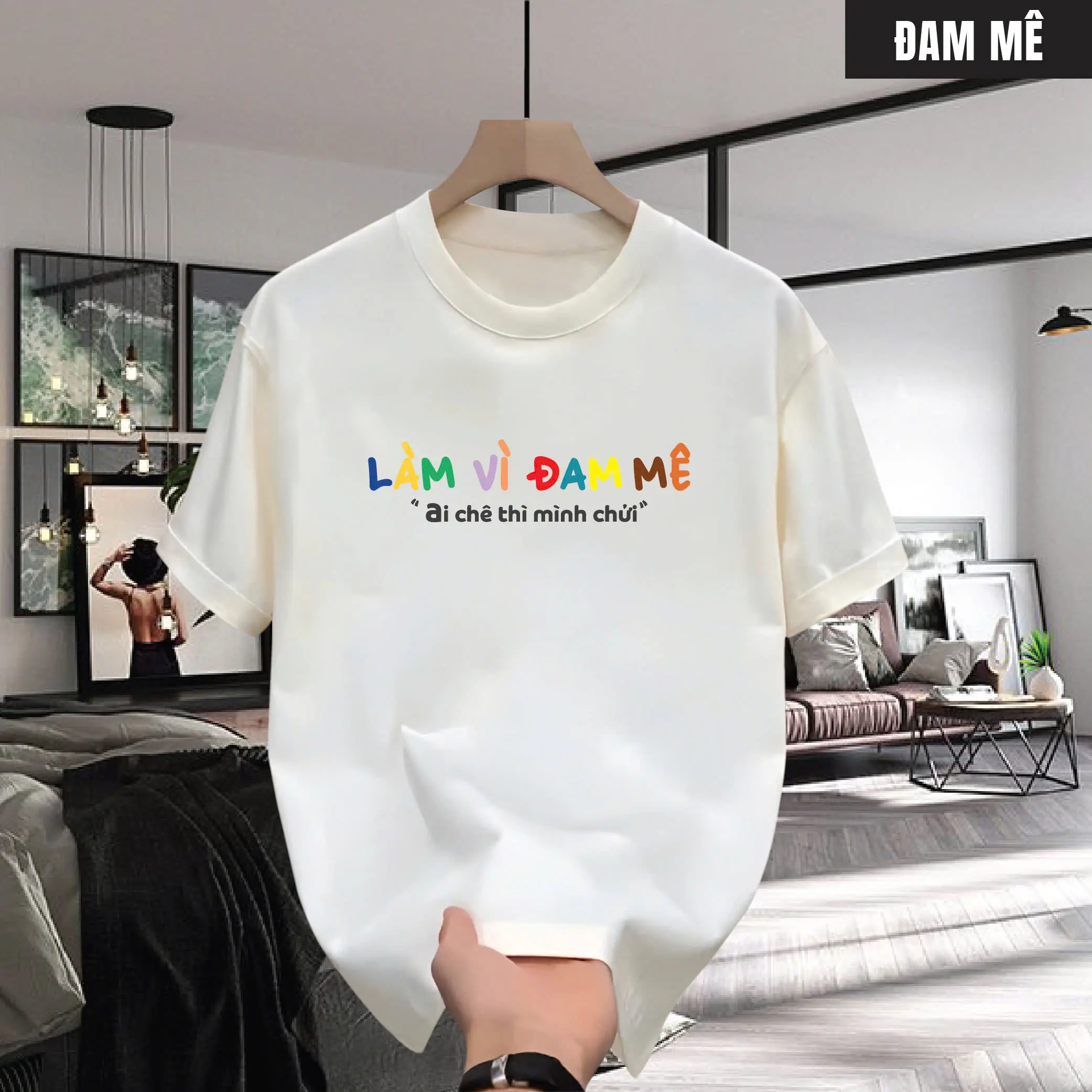 Áo thun cổ tròn mẫu ĐAM MÊ Menswear Nam Nữ in vẻ đẹp Việt Nam vải xịn 4 chiều co giãn