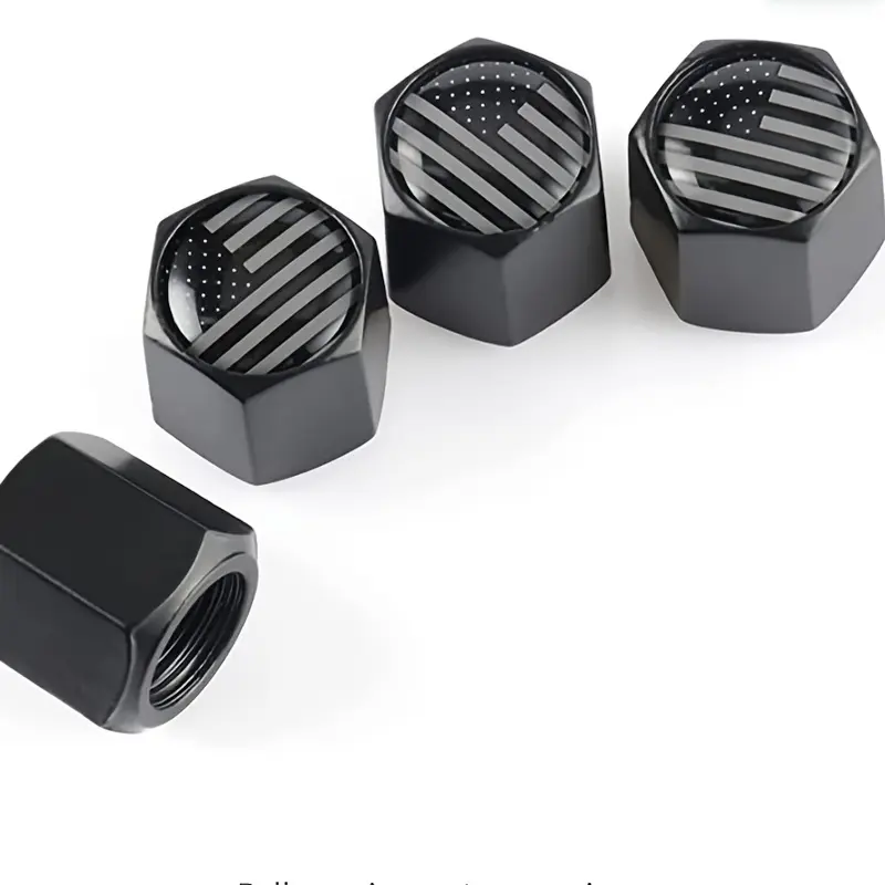 4-Pack American Flag Design Tire Valve Caps, Rustproof and Airtight, Suitable for Cars, Bicycles, Trucks, and Motorcycles -  Metal with Star-Spangled Pattern 0