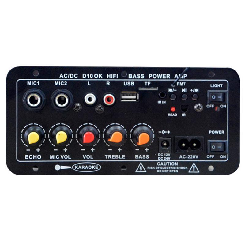 Bo mạch khuếch đại karaoke jack micro kép D10 tích hợp đài Bluetooth 5.0 và bo mạch karaoke âm vang có thể điều chỉnh 12V24V220V D5 D50 Kem Nghe Nhạc Mixer