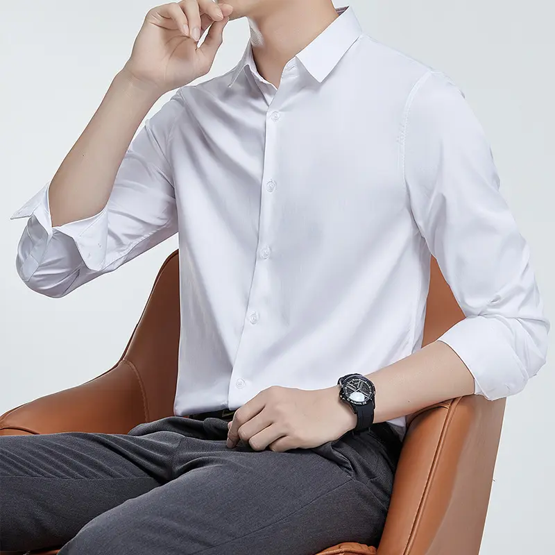 Áo Sơ Mi Dài Tay  Lụa Thái Cao Cấp Form Slim Fit Co Giãn Nhẹ