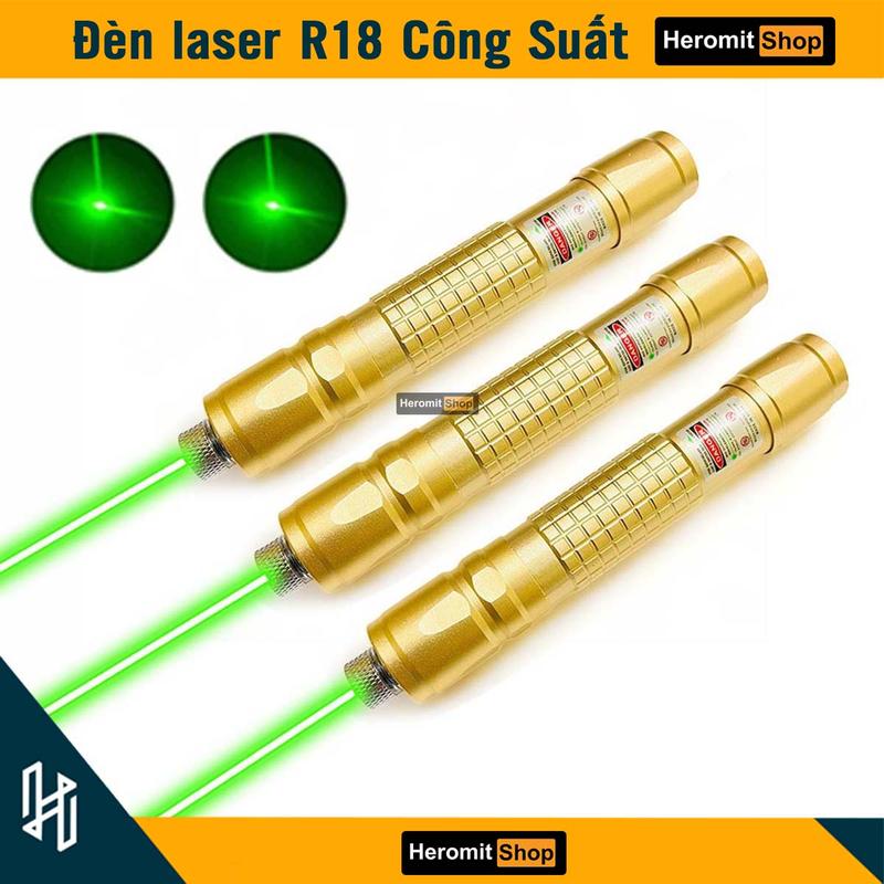 Đèn laser R18 thân Vàng tia Xanh bút laser thuyết trình ,công trình xây dựng