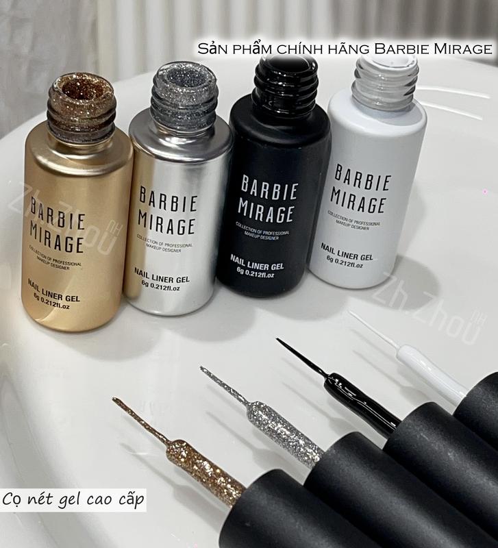 Cọ Nét Gel Barbie Mirage, Cọ nét đen trắng, Cọ nét vàng bạc , siêu đặc, siêu sáng, cọ nét gel nail Nữ