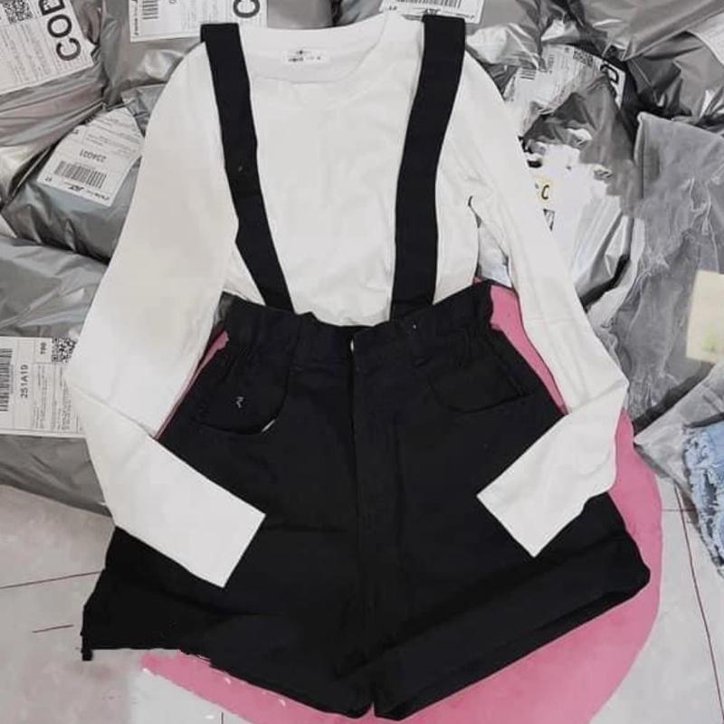 Y2 Không Áo Quần đùi YẾM jean đai cuộn xinh xắn _Sao Sa Store