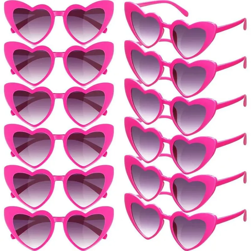 Heart Shaped Sunglasses, 12pcs/set Trendy Heart Sunglasses, Fashion Accessory for Bridal Shower, Bachelor Party, Wedding, Birthday, Party Supplies 4