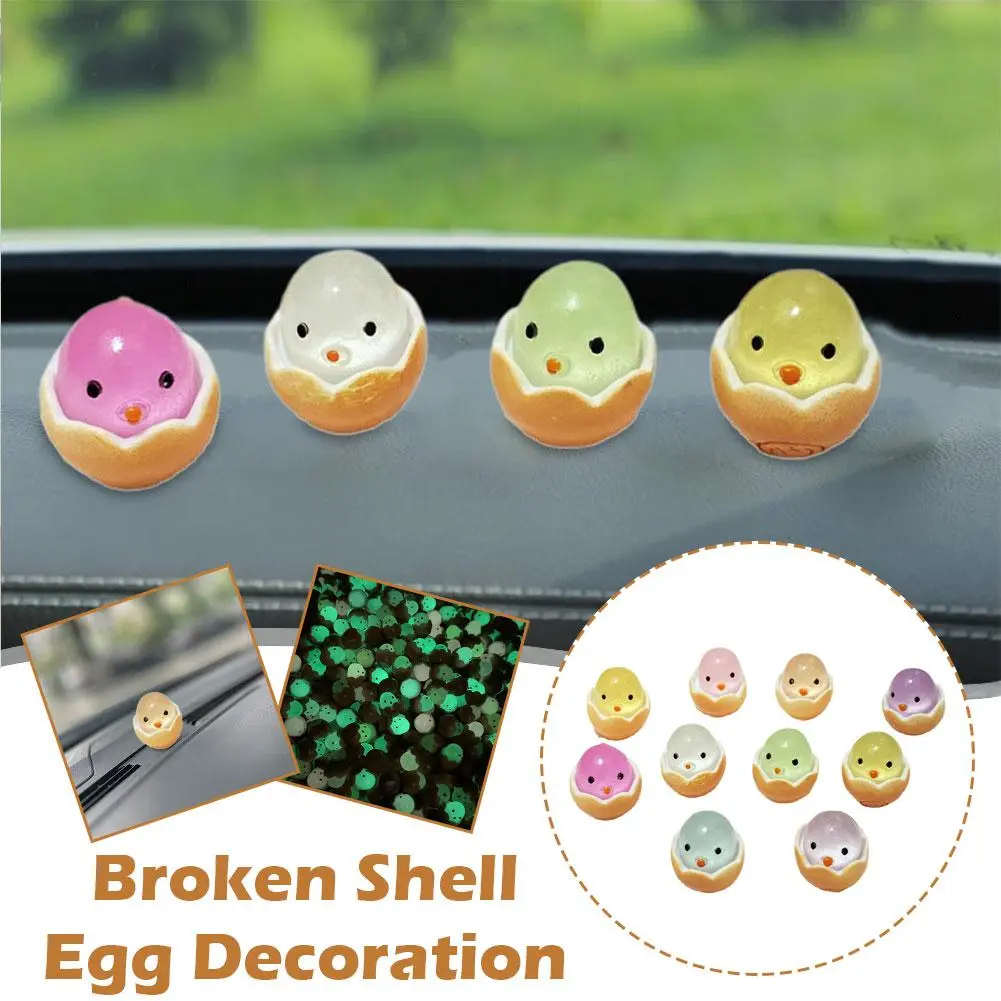 1 Pcs Cute Little Egg Waffle Mini Shell-breaking Chick Toy Luminous Healing Decompression Small Object DIY Accessories Car Interior Decoration Ornaments