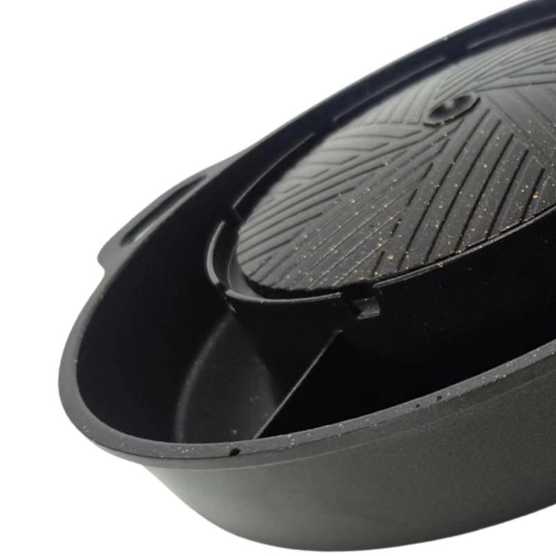 Product Introduction of Grill Pan 2 in 1 Barbecue Griddle Portable Barbecue Meat Tray Cooking Tool for Family Indoor Outdoor Camping Garden Party 2