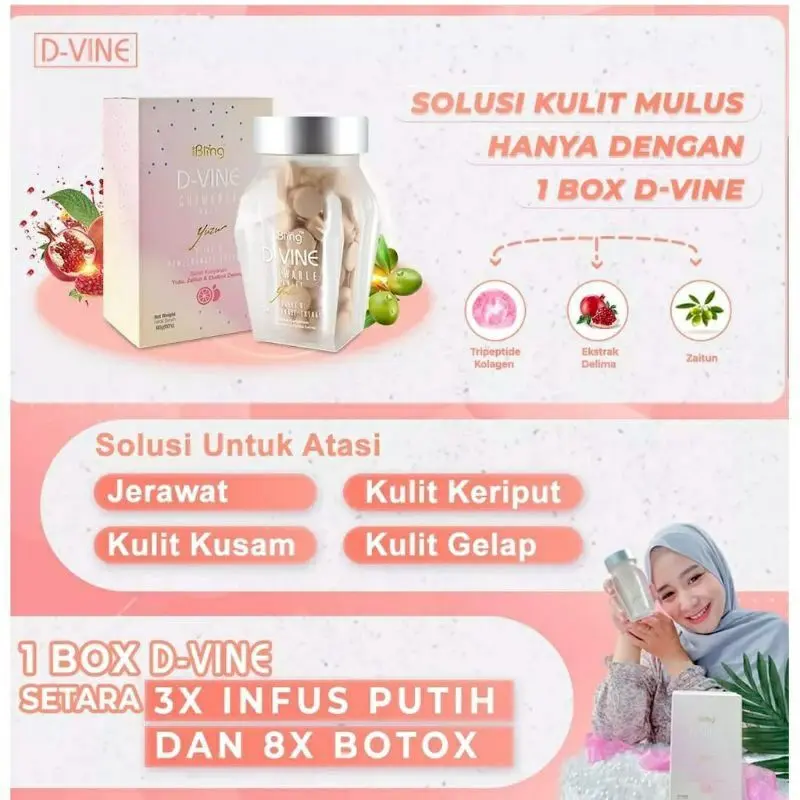 PROMO DVine D-vine Divine Collagen original asli Pemutih Kulit isi 30 butir Supplement Kecantikan & Kecantikan Original 2