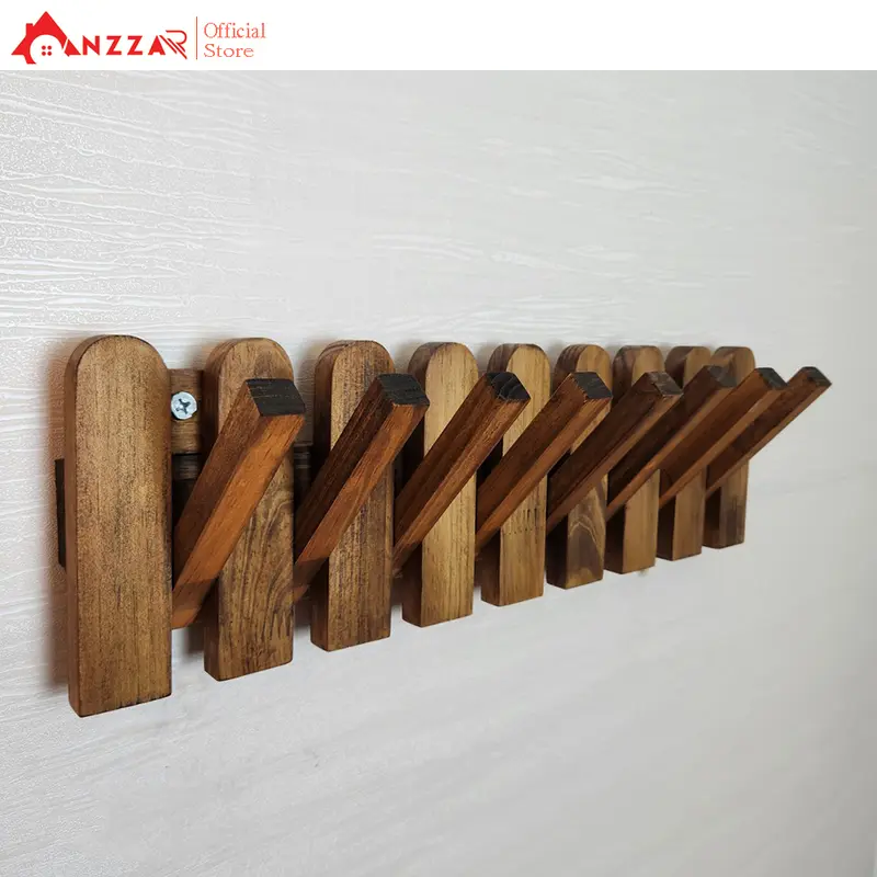 Móc gỗ treo tường Anzzar, móc treo quần áo, phụ kiện, giá gỗ treo quần áo-MT05 Decor Decor Phòng Trang Trí Nhà 0